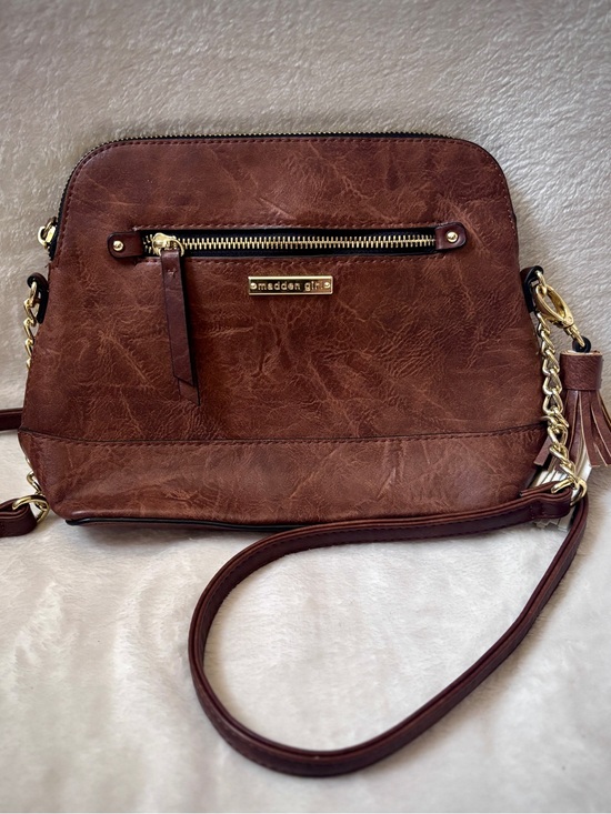 Madden Girl Handbags - Madden Girl Brown Faux Leather Crossbody Bag Gold Chain Tassle